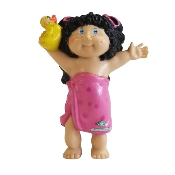 Cabbage Patch Kids Other - Cabbage Patch Mini Doll PVC Toy Figure Vintage 1984 80s Kid Bathtime Pink Towel